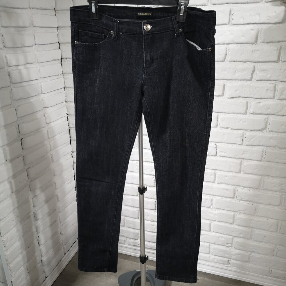 Request Ladies Size 10 Dark Wash Straight Narrower at Bottom Blue Jeans